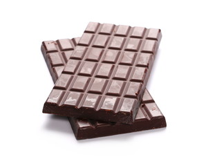 chocolate bars isolated on white background