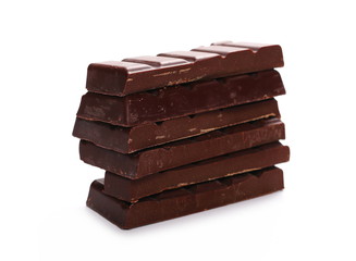 chocolate bars isolated on white background