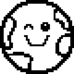 Winking 8-Bit Cartoon Earth
