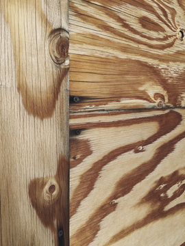 Close up of plywood patterns and markings