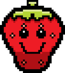 Smiling 8-Bit Cartoon Strawberry