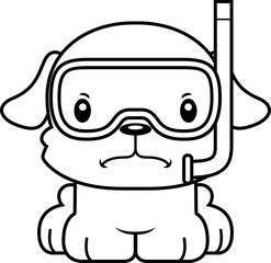 Obraz na płótnie Canvas Cartoon Angry Snorkeler Puppy