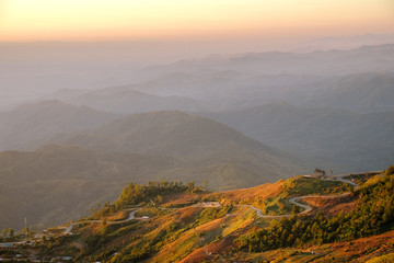 Road curve to Phu Tub Berk Mountain, Petchabun, Thailand