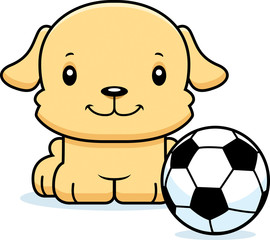 Cartoon Smiling Soccer Player Puppy