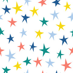 Abstract star seamless pattern background. Childish handcrafted wallpaper