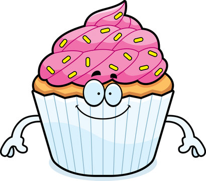 Happy Cartoon Cupcake