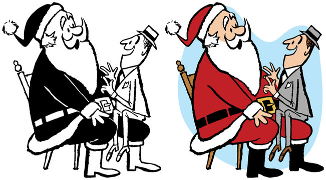 A Man Sits On Santa's Lap And Tells Him What He Wants For Christmas