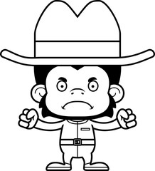 Cartoon Angry Cowboy Chimpanzee