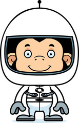 Cartoon Smiling Astronaut Chimpanzee