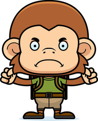 Cartoon Angry Hiker Monkey