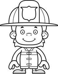 Cartoon Smiling Firefighter Orangutan