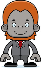 Cartoon Smiling Businessperson Orangutan
