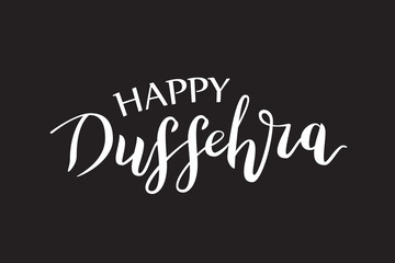 Vector isolated lettering for Happy Dussehra for decoration and covering on the dark background.