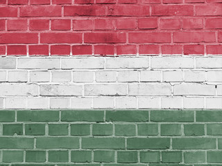 Hungary Politics Concept: Hungarian Flag Wall Background Texture