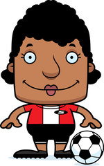 Cartoon Smiling Soccer Player Woman