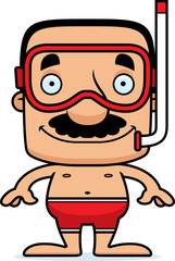 Cartoon Smiling Snorkeler Man