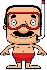 Obraz premium Cartoon Smiling Snorkeler Man