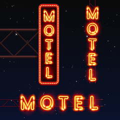 street sign of the motel. Neon motel banner. Vector illustration © hobbitfoot