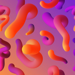 Vector realistic isolated seamless pattern of abstract fluid liquid lava lamp shapes for decoration and covering on the gradient background.