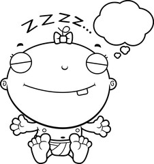 Cartoon Baby Girl Dreaming