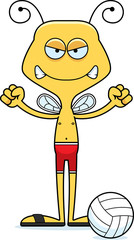 Cartoon Angry Beach Volleyball Player Bee