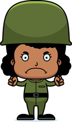 Cartoon Angry Soldier Girl