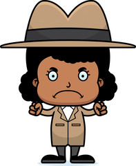 Cartoon Angry Detective Girl