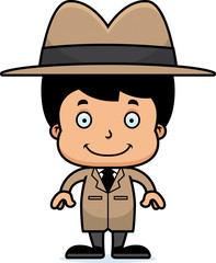 Cartoon Smiling Detective Boy