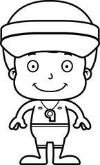 Fototapeta na wymiar Cartoon Smiling Lifeguard Boy