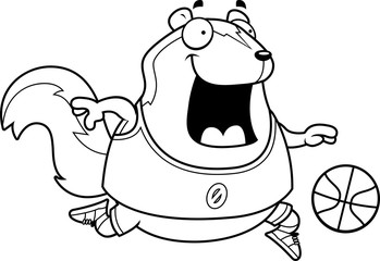 Cartoon Skunk Basketball