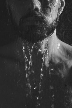 Close-up Of Man Having Shower