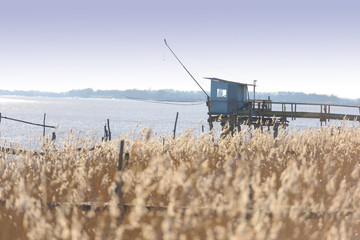 Fototapeta premium fishing cabin in the gironde estuary west coast of france