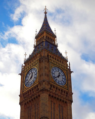 Fototapeta na wymiar Big Ben tower under cloudy sky, London