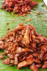 Fried pork with garlic in street food