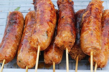 Grilled sausage asia is delicious in market