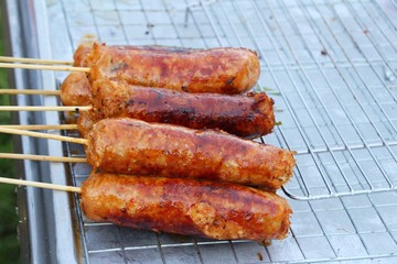 Grilled sausage asia is delicious in market