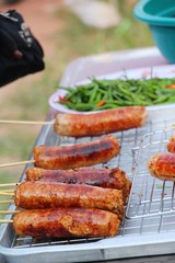 Grilled sausage asia is delicious in market
