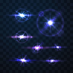 Fototapeta premium Lighting flare collection on a transparent background . Vector illustration