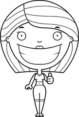 Cartoon Fitness Woman Thumbs Up