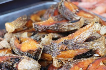 Fried fish is tasty in the market