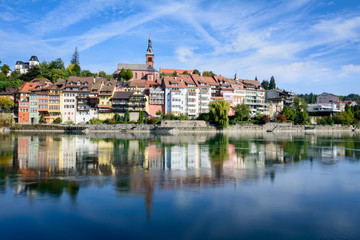 Fototapeta na wymiar Panorama skyline von Stadt am Rhein in der Schweiz