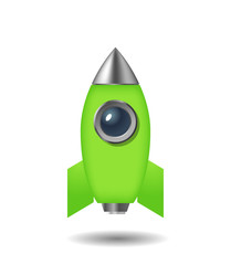 web illustration of a rocket in space