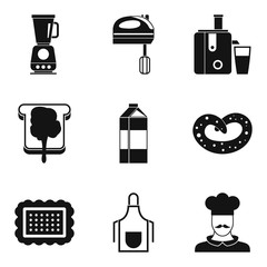 Milk shake icons set, simple style