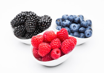 Fresh blueberry raspberry and blackberry in bowl