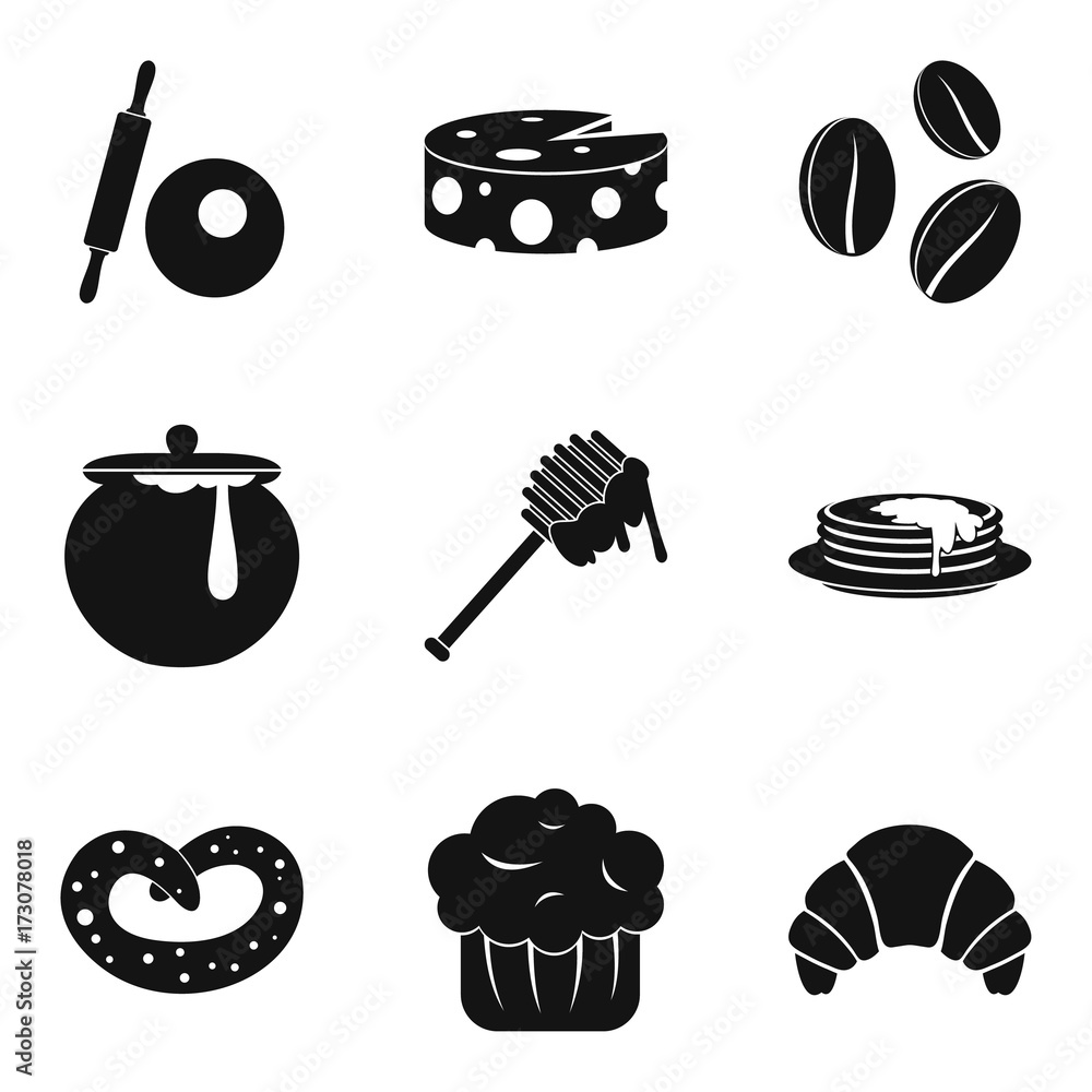 Poster apiary icons set, simple style