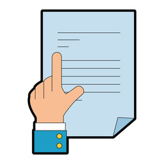 hand with document paper isolated icon