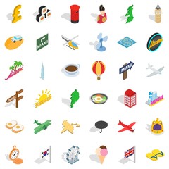 Baggage icons set, isometric style