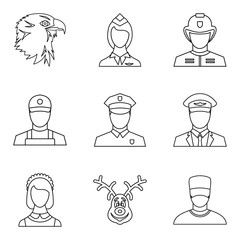 Confession icons set, outline style