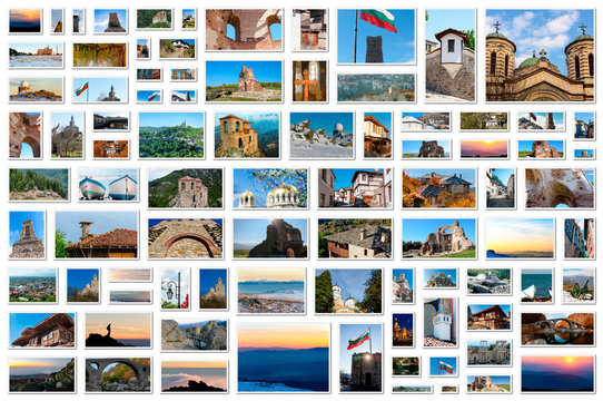 Travel photos collage with images from Bulgaria