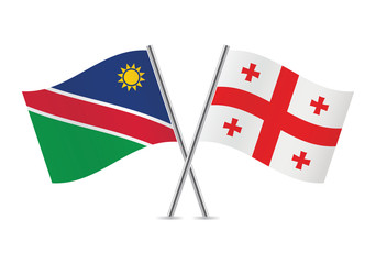 Namibia and Georgia flags.Vector illustration.